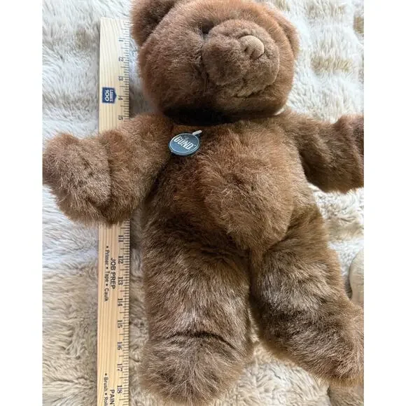 Vintage 1983 GUND Brown Teddy Bear Plush Medal Tag Korea 16” Classic Soft - Picture 9 of 9